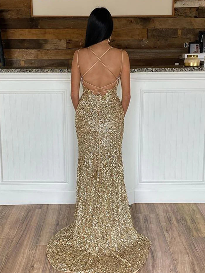 criss cross back prom dress