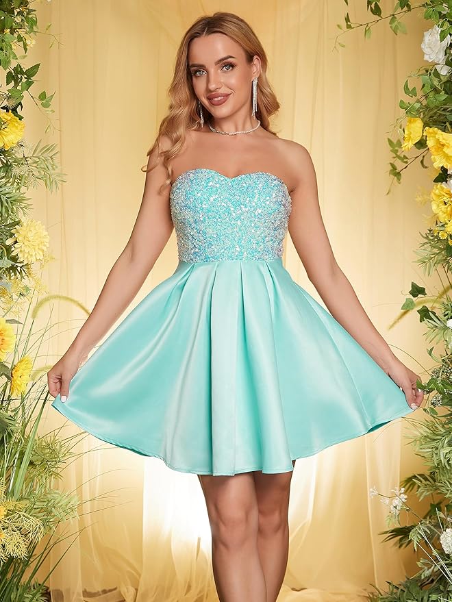 Mint Green strapless hoco dress