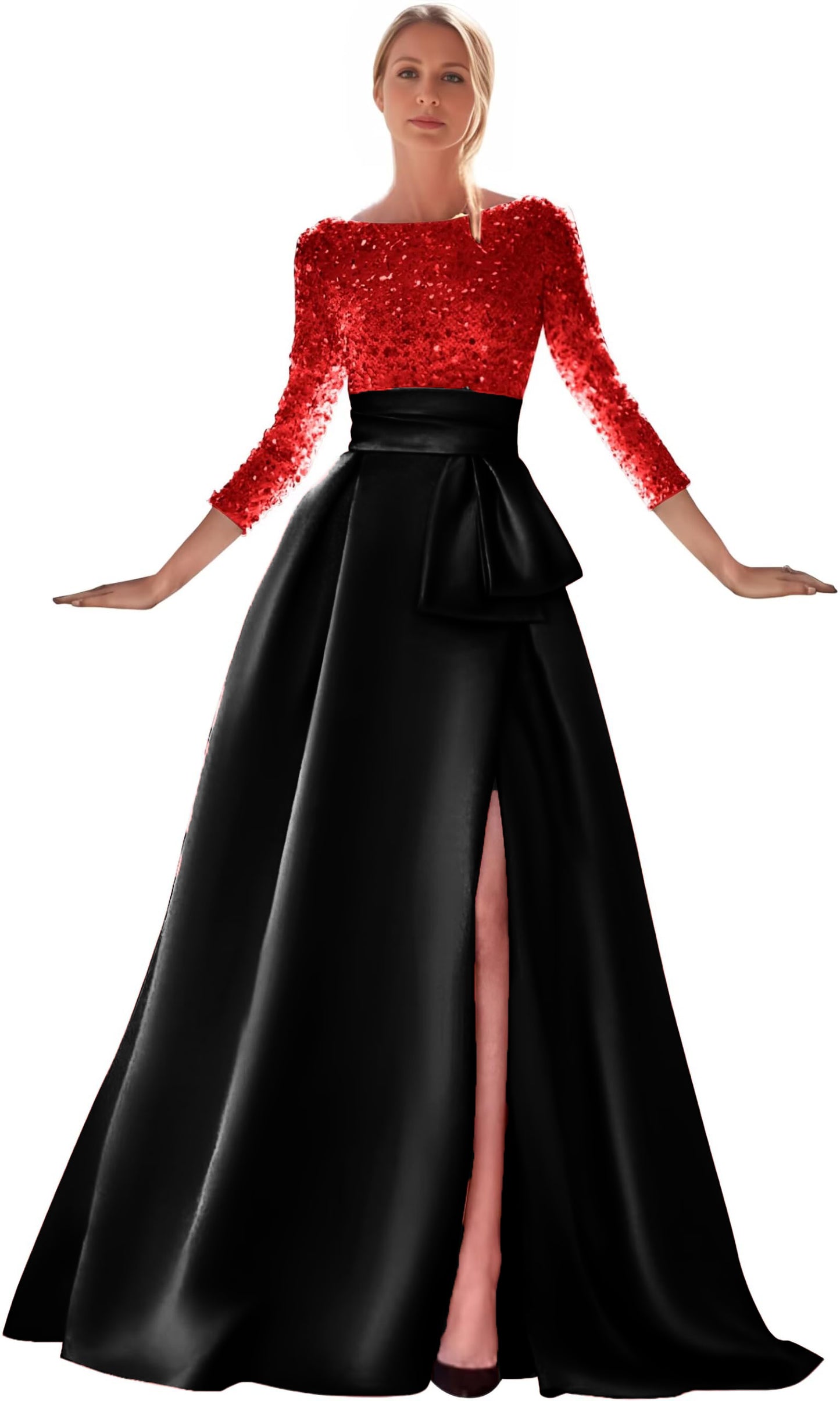 red and black prom dress