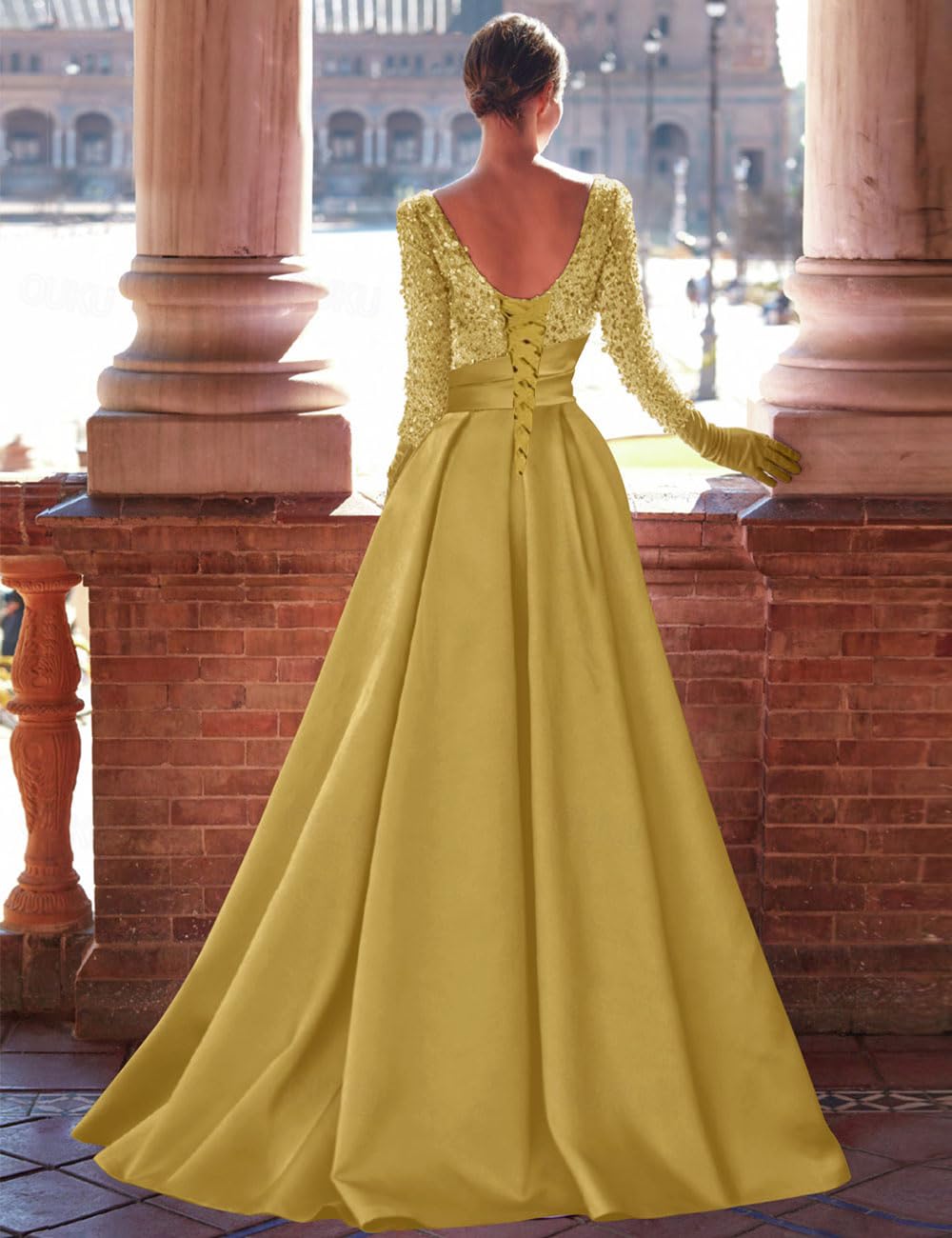 gold backless dress