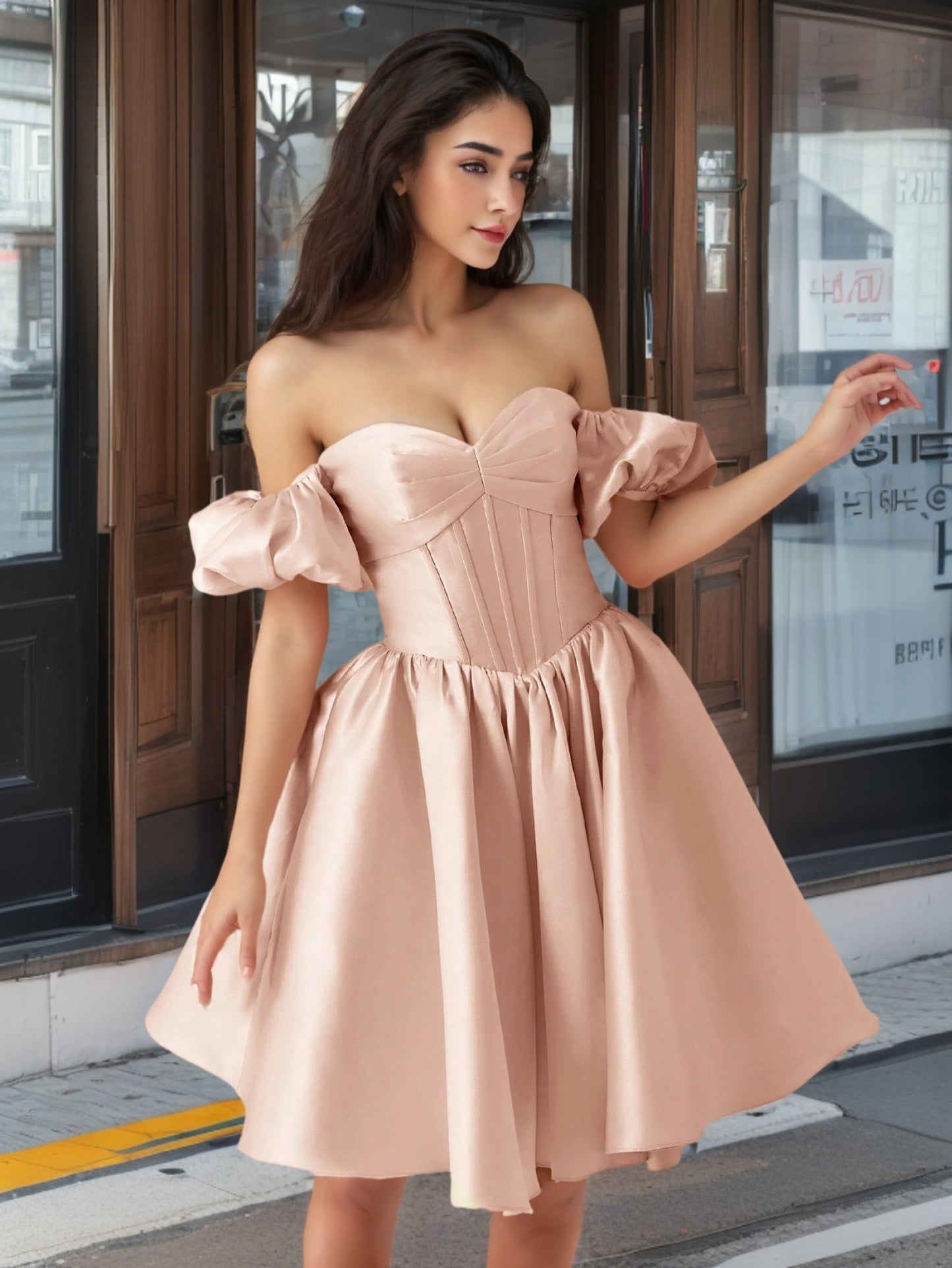 prom dress puffy sleeves
