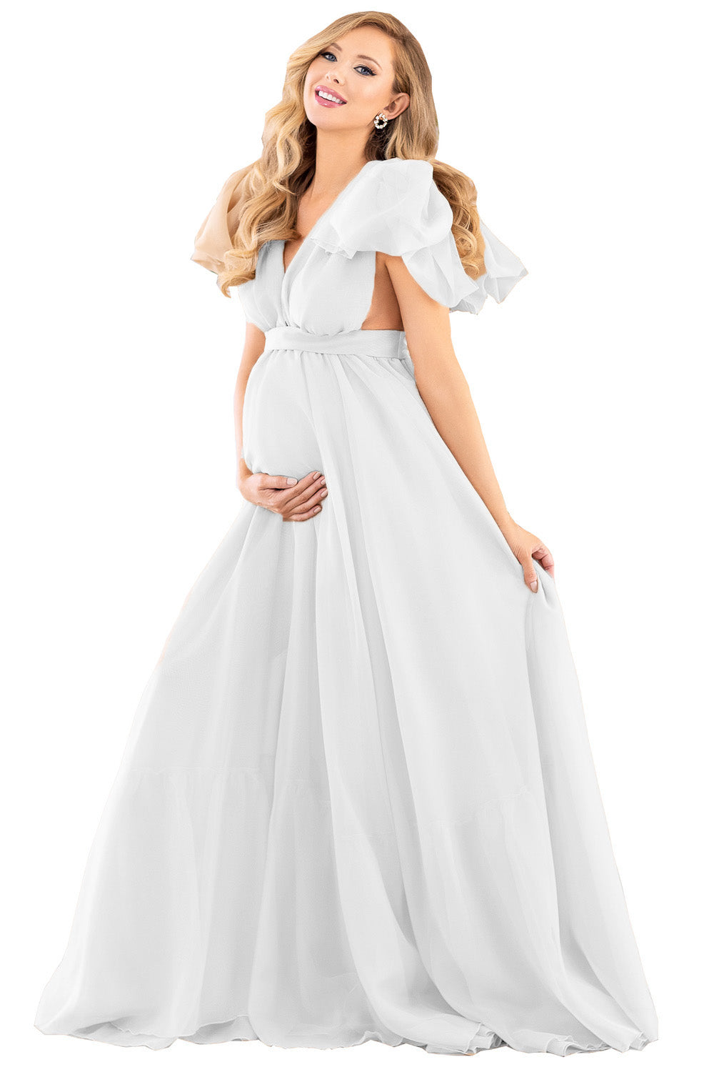 white maternity dress for baby shower