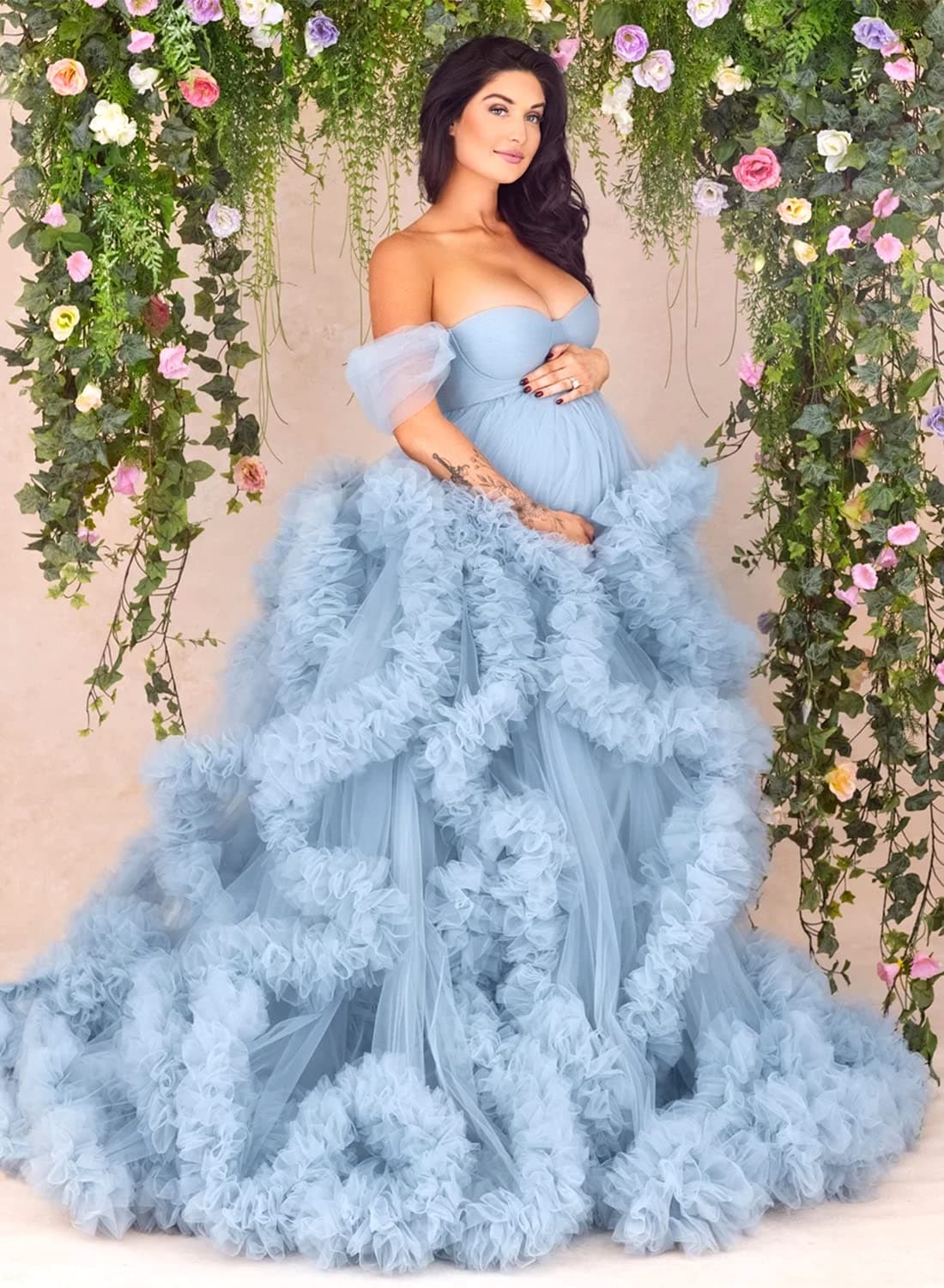 Puffy Ruffles Tulle Robe Maternity Dress for Lingeria Dressing Gown –  vivymakudress