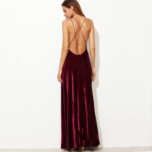 Velvet Formal Evening Party Dress