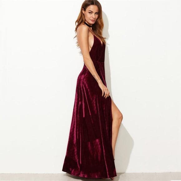 Velvet Formal Evening Party Dress