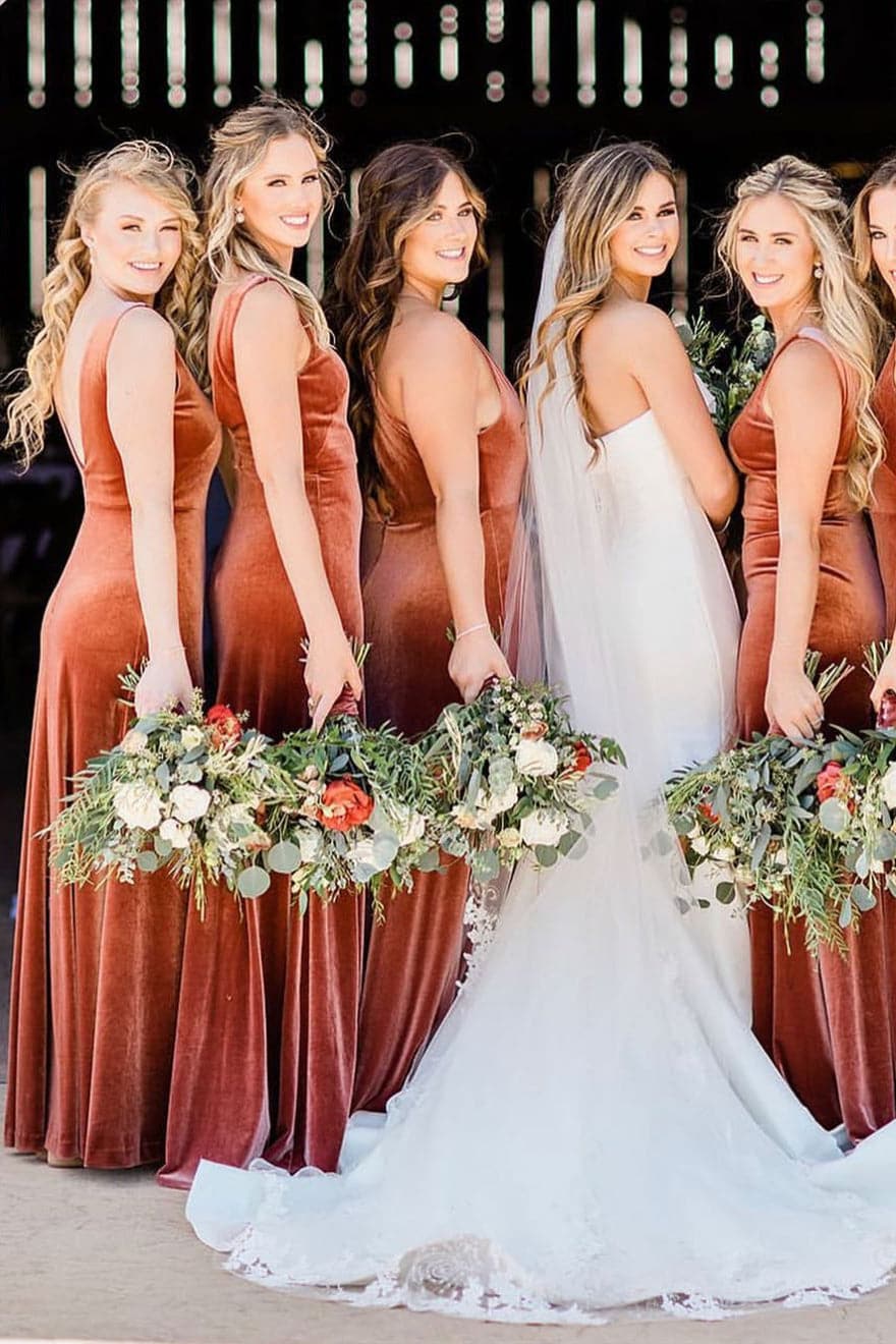 copper bridesmaid dress