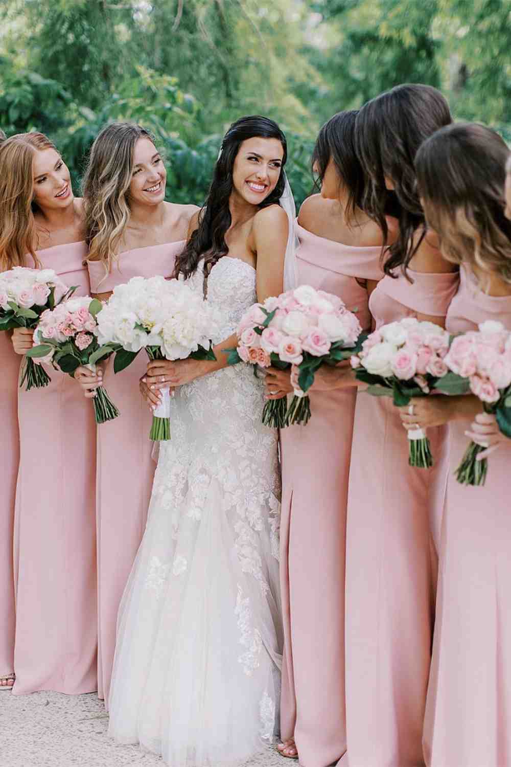 Simple V Neck Light Pink Bridesmaid Dresses Long Chiffon Maxi Dress AR –  SheerGirl