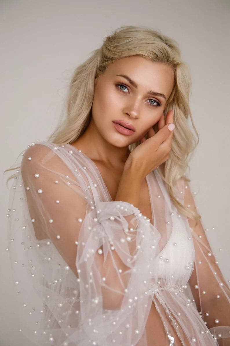 white pearl maternity dress