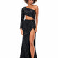 Velvet Sequins One-Shoulder Prom Dresses VMP162