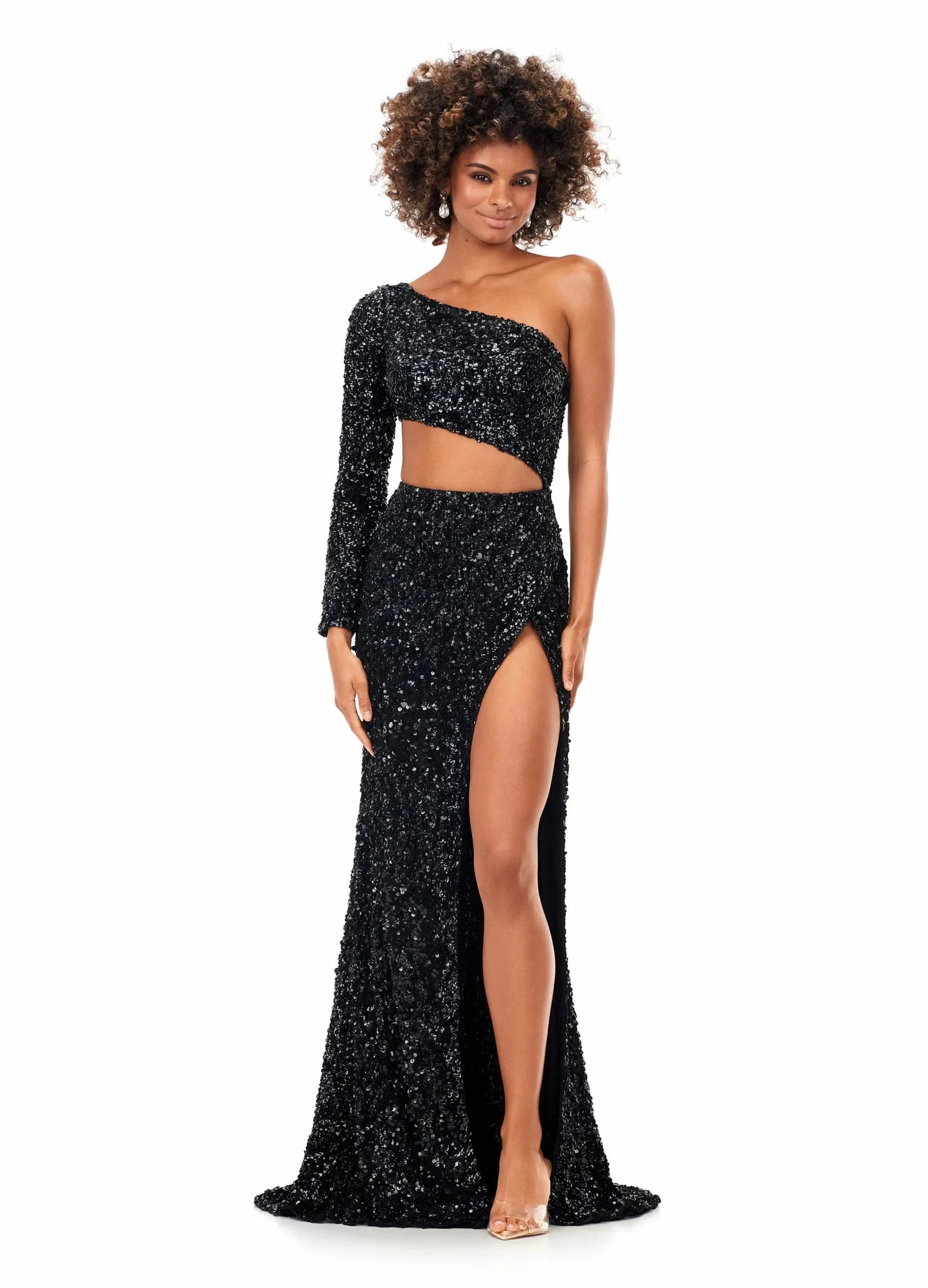 black sequin prom dress