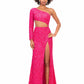 Velvet Sequins One-Shoulder Prom Dresses VMP162