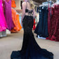 Royal Blue Beaded High Slit Mermaid Prom Dress VMP104