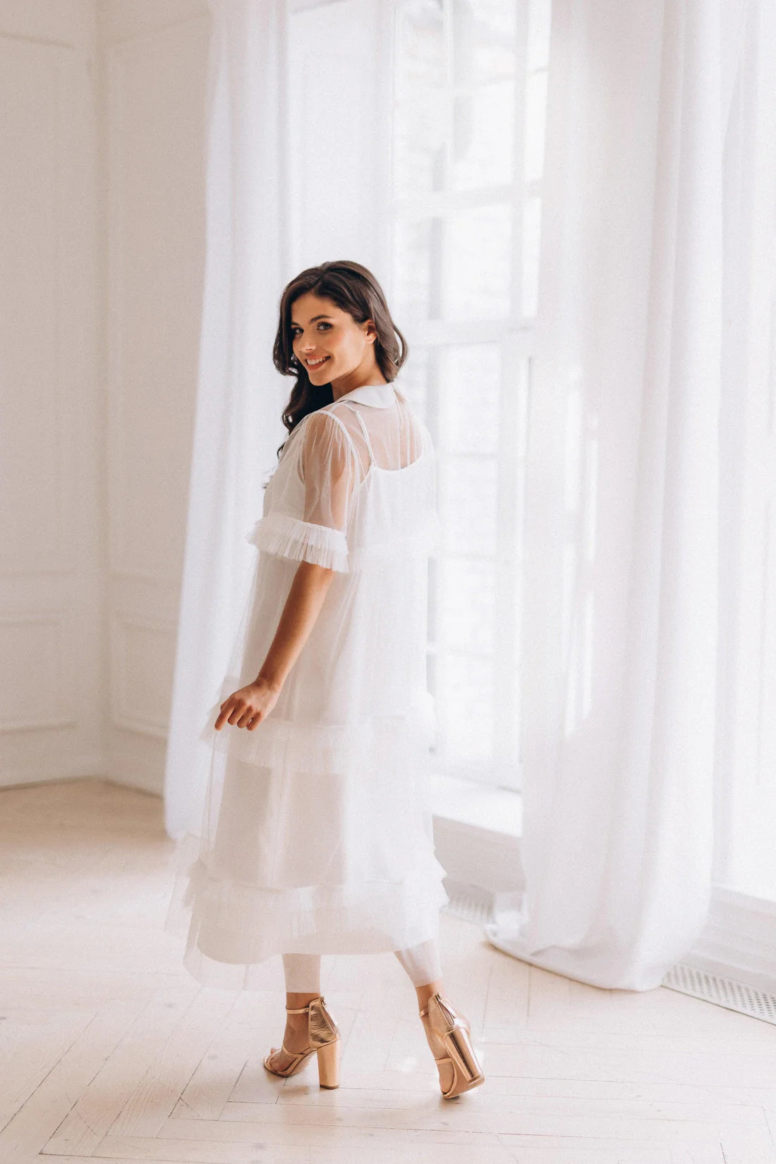 pregnant white dress