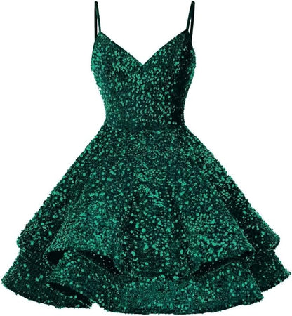 Pink Sequin Homecoming Dress Sparkly Short Prom Dresses VMH87