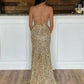 Scoop Neck gold party dress