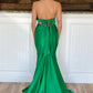 Green Halter Mermaid Prom Gown With Slit VMP166