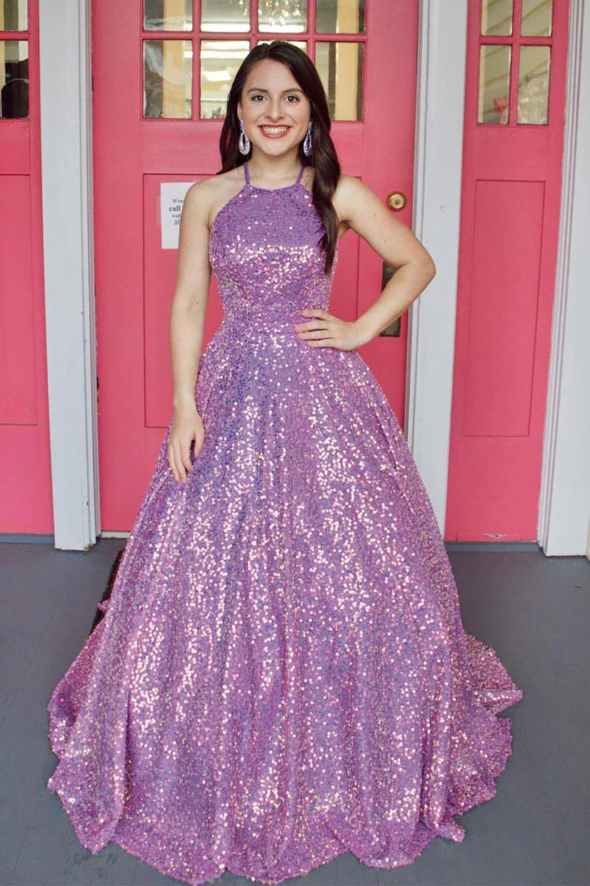 Halter Sequins Formal Dress VMP155