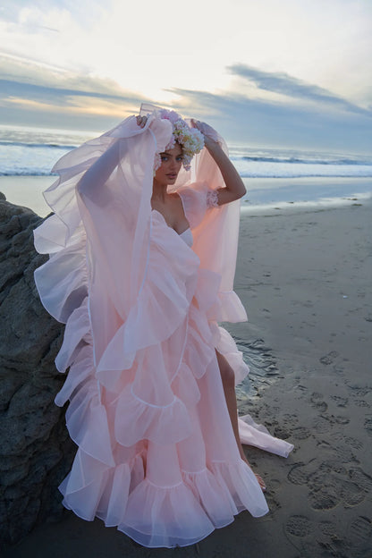 Puffy Sleeve Tulle Prom Dresses
