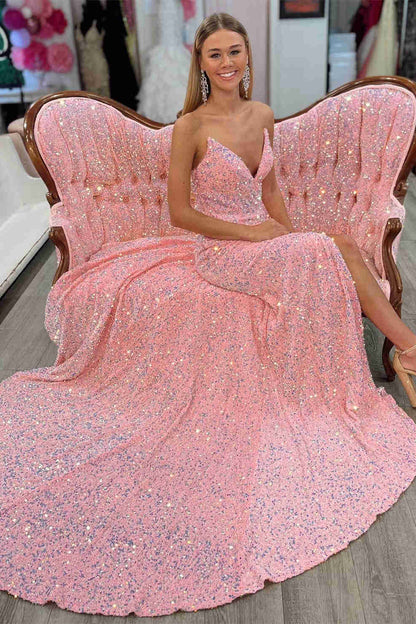 slim fit prom dresses with slits on the side
