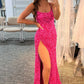 Scoop Neck Pink prom dress