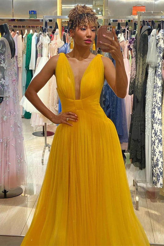 Yellow Tulle Prom Dress