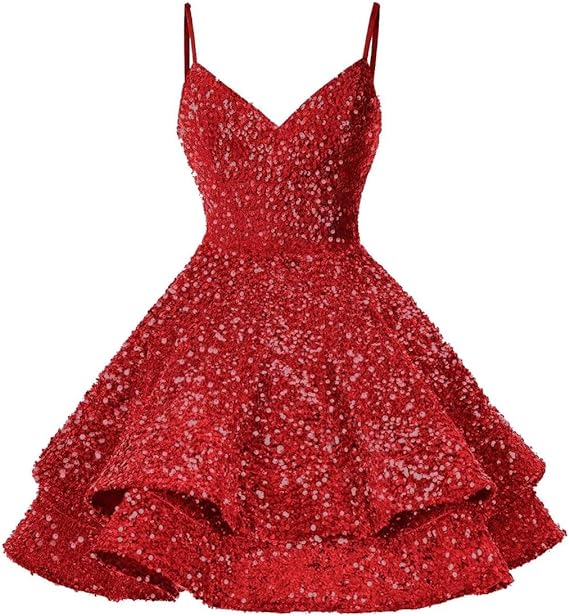 Pink Sequin Homecoming Dress Sparkly Short Prom Dresses VMH87