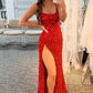 Scoop Neck red party dress