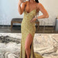 Gold Sequin Prom Dress