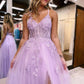 Tulle Spaghetti Strap Side Slit Lace Prom Dresses VMP158