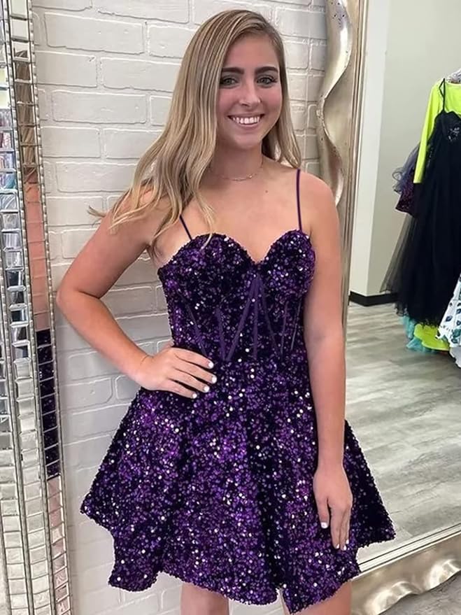 short purple prom dress