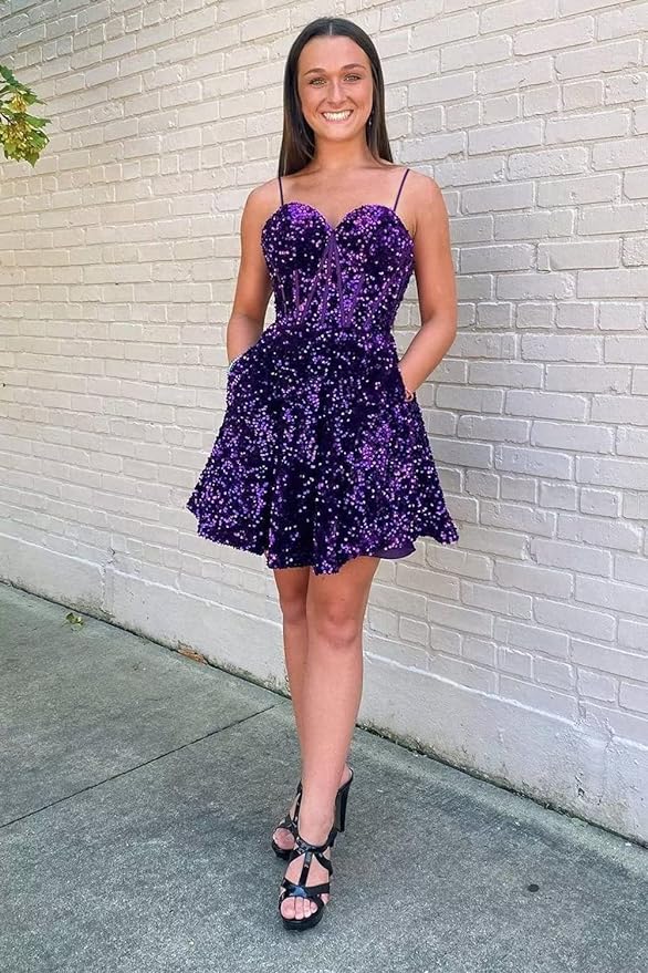 prom dress short purple