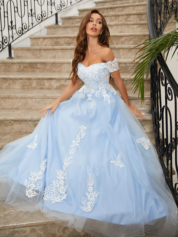 Tulle Applique Off-the-Shoulder Prom Dresses VMP165