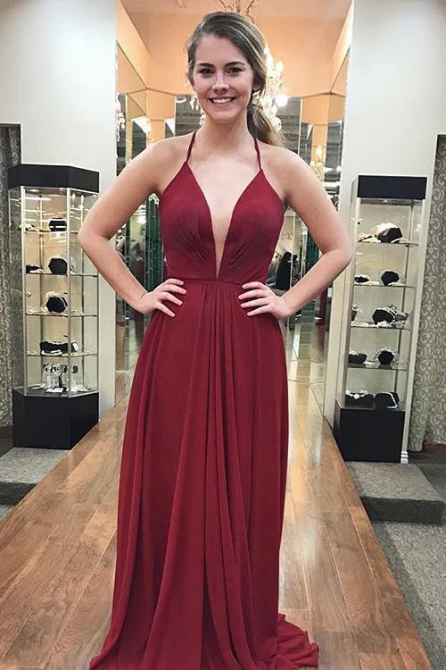 deep v neck prom dress