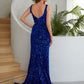 Velvet Sequins V-neck Prom Dresses VMP161