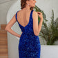 Velvet Sequins V-neck Prom Dresses VMP161