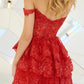sequins tiered red short homecoming 