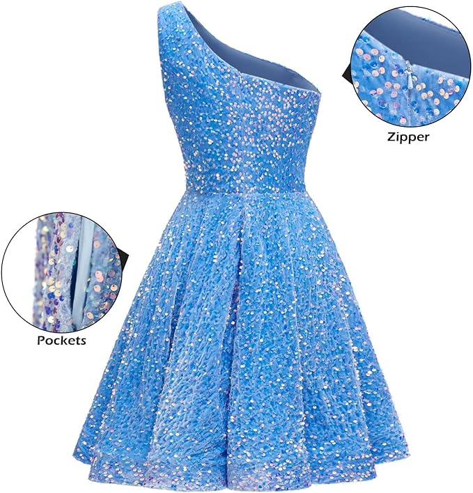 blue prom short dresses