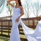 Satin Ruched One-Shoulder Prom Dresses VMP160