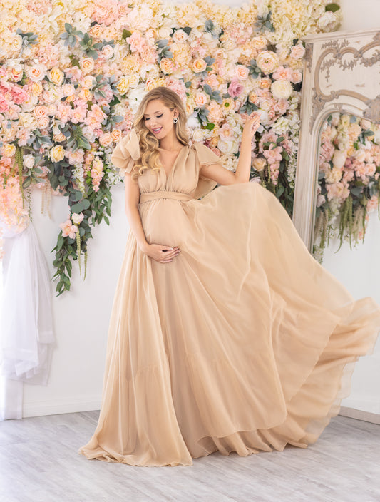 chiffon maternity dress for photoshoot