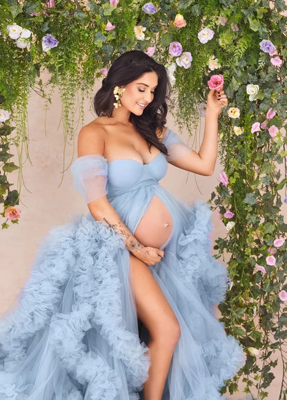 Puffy Ruffles Maternity Dress