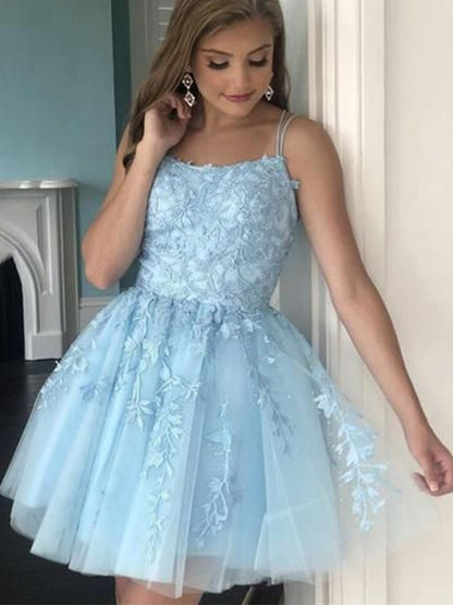 Princess Tulle Applique Halter Sleeveless Mini Dresses VMH30