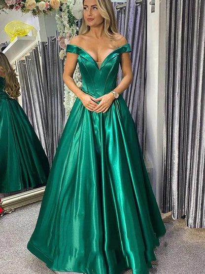 Green Prom Dresses Satin Evening Dresses VMP42