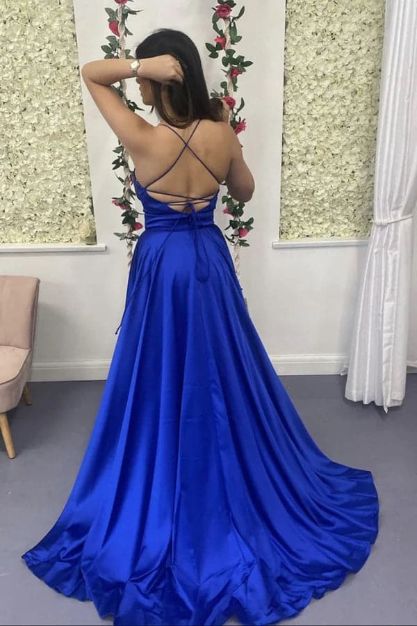Royal Blue Split Prom Dress
