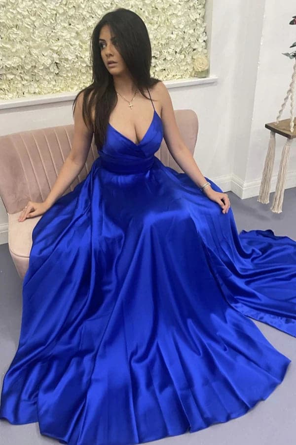 Royal Blue Split Prom Dress