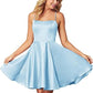 Spaghetti Straps Homecoming Dress Short Satin Puffy Cocktail VMH1