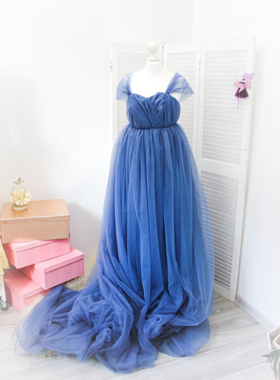 Robe photo de grossesse bleu poudré