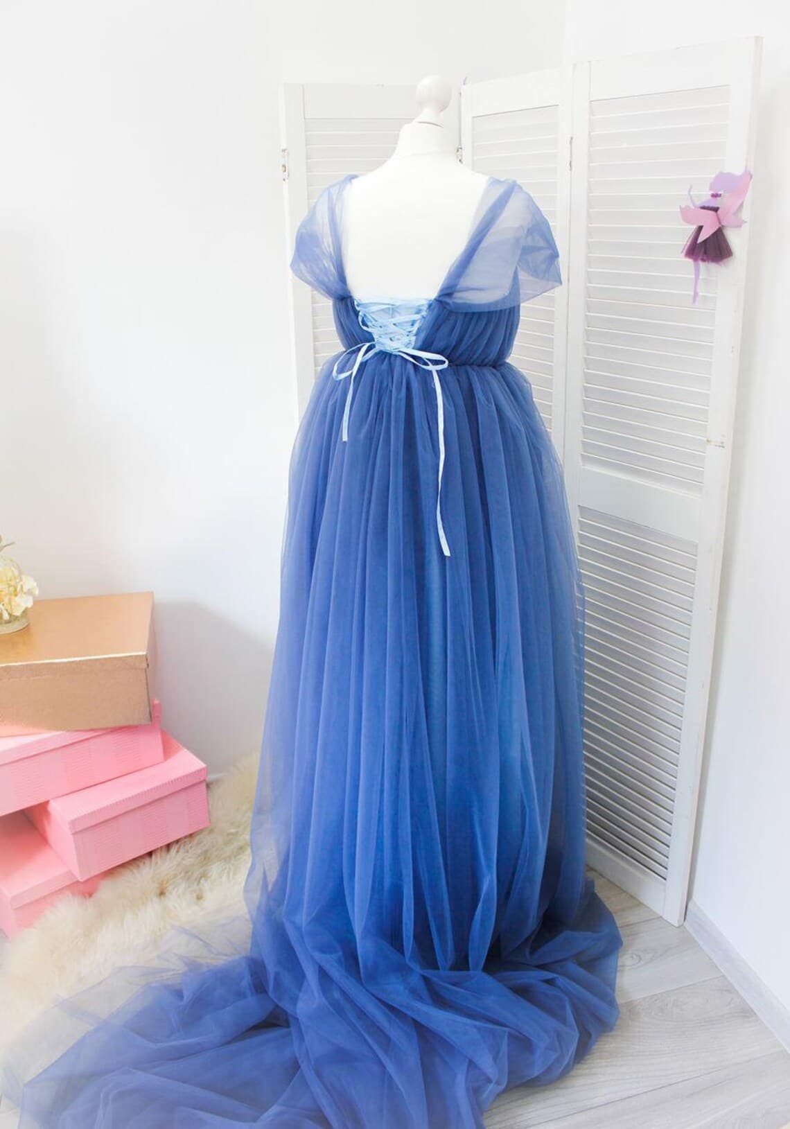 Robe photo de grossesse bleu poudré