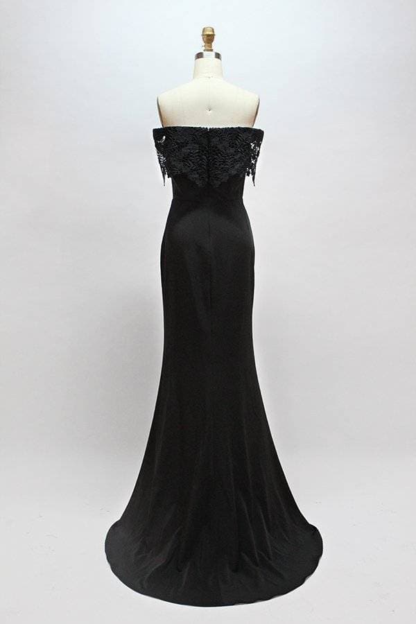Black Lace Bridesmaid Dress with Slit VMB68