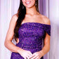 Black One Shoulder Cap Sleeve Sequined Long Party Dress VMP93