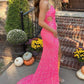 Black One Shoulder Cap Sleeve Sequined Long Party Dress VMP93